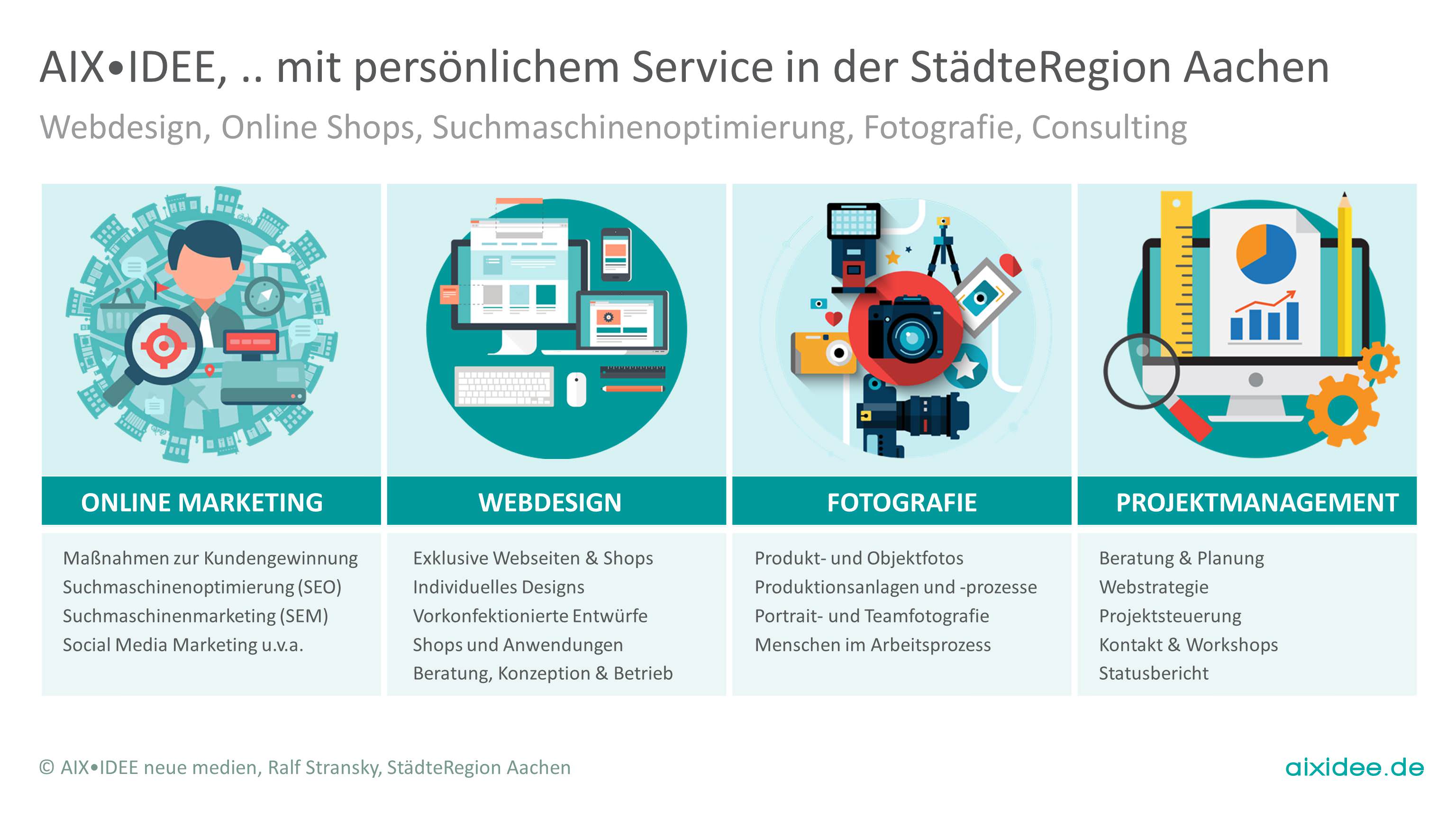 Webdesign, Online Shops, Suchmaschinenoptimierung, Fotografie, Consulting